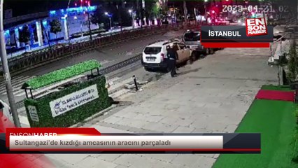 Sultangazi'de tartıştığı amcasının aracını parçaladı
