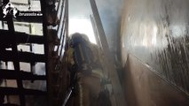 Feu dans la cage d'escalier rue de Linné à Schaerbeek