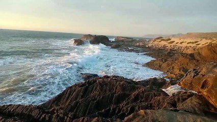 A beautiful view of the sunset, the Sea of ​​Imsouane, the outskirts of the city of Agadir, Morocco