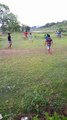 Village Football Match  . Indian Village boys playing football  in the green field