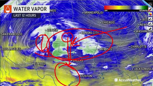 Moisture-packed storm drenching the southern Plains