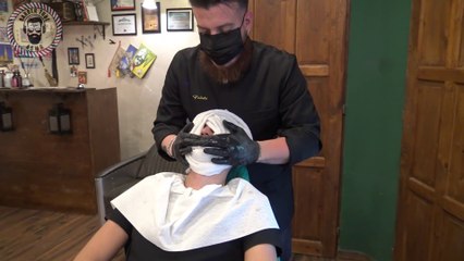 ASMR Italian Barber shop - luxury and relax beard shaving treatment Montereale Barbieri