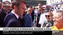 Retraites: Le Président Emmanuel Macron fait actuellement une visite surprise sur un marché de Dole, dans le Jura - Regardez