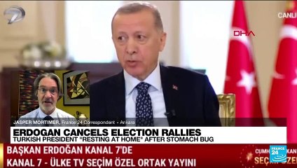 Erdogan cancels election rallies_ Turkish president 'resting at home' after stomach bug