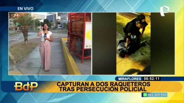 Capturan a dos raqueteros tras persecución policial en Miraflores