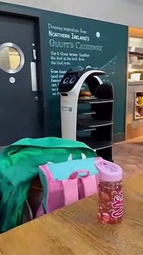 Robot waiter operating at Belfast International Airport