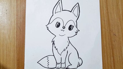 How to draw a fox easy step by step __ Cute animals drawing