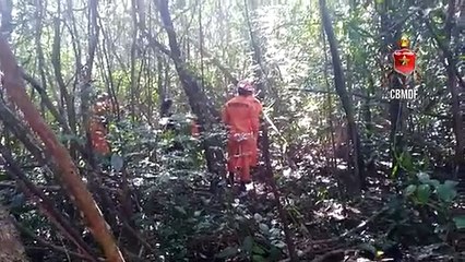 Bombeiros fazem busca no local onde supostamente está localizado o corpo de Regiane