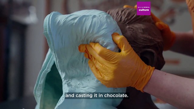 Take a look at this incredible life-sized bust of King Charles III made entirely from chocolate