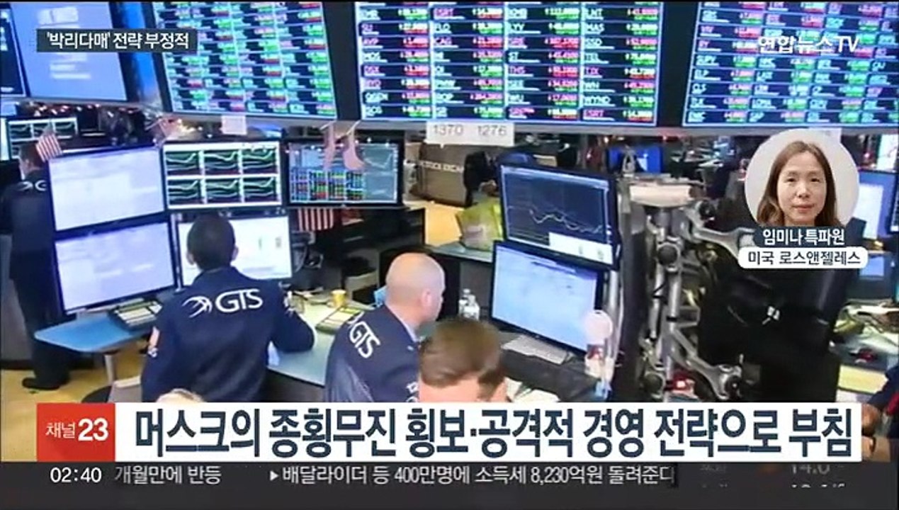 테슬라 수익 우려에 주가 하락세 지속…시총 5천억달러 붕괴