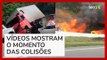 Pessoas ficam feridas e veículos pegam fogo em engavetamento na BR-408, em Pernambuco