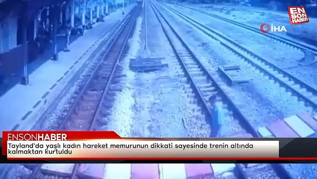 Tayland'da yaşlı kadın hareket memurunun dikkati sayesinde trenin altında kalmaktan kurtuldu