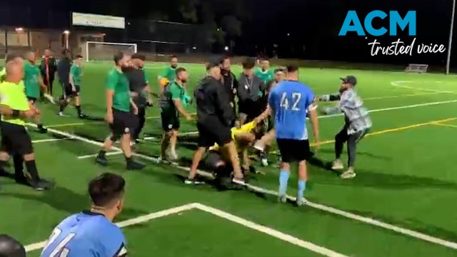 Man arrested after Sydney football referee’s jaw broken in violent brawl captured on camera