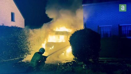 Andenne : embrasement généralisé d'un camping-car