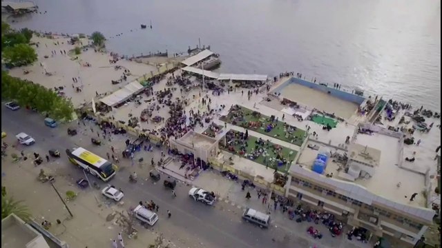 طائرة مسيرة توثق تواصل عمليات الإجلاء من #بورتسودان #الخرطوم #السودان #العربية