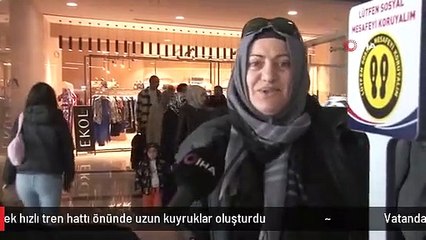 Video herunterladen: Vatandaşlar yeni açılan Ankara-Sivas yüksek hızlı tren hattı önünde uzun kuyruklar oluşturdu