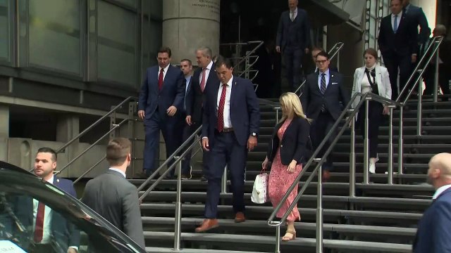 Florida governor Ron DeSantis leaves meeting in London