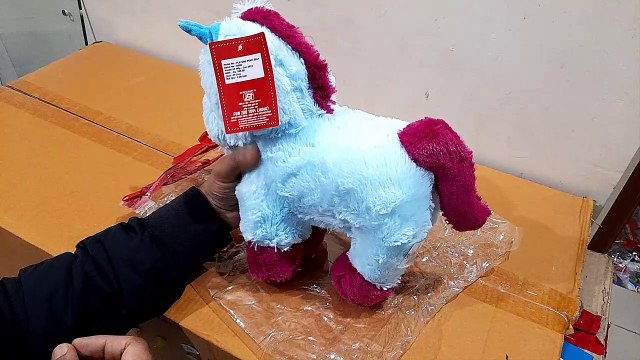 Unboxing and Review of Kids Turquoise Blue Playing Pony Unicorn Soft Toys - Height 35 cm