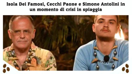 Isola Dei Famosi, Cecchi Paone e Simone Antolini in un momento di crisi in spiaggia