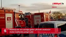 Kadıköy'de çift katlı otobüs alev alev yandı