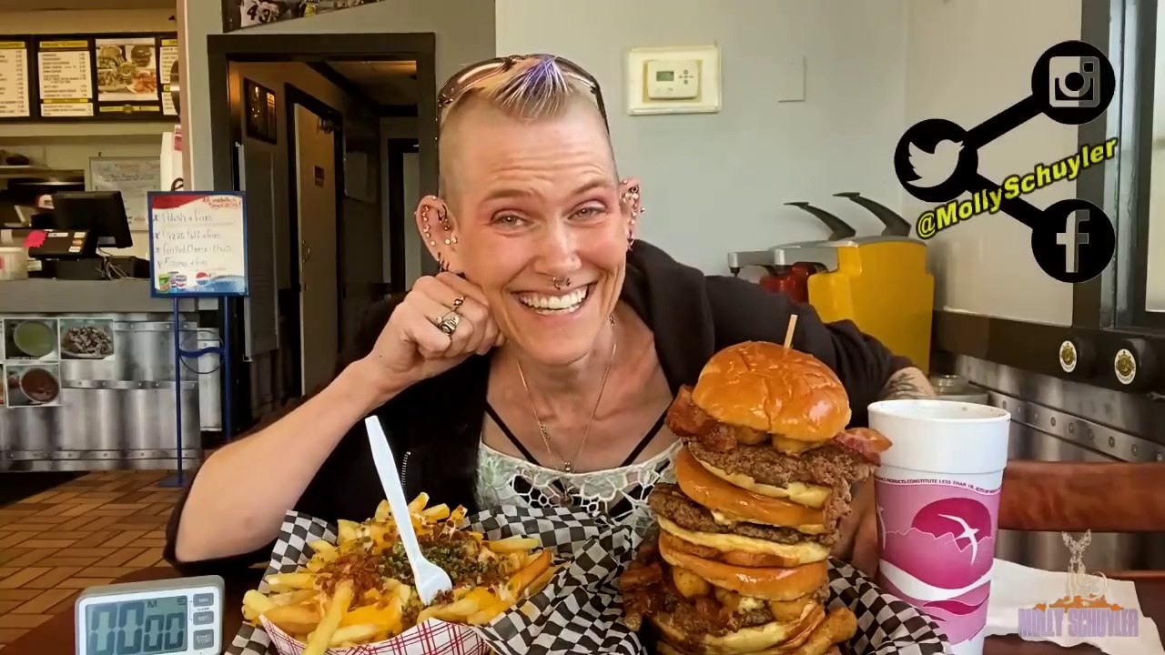 PAV’S HUGE STACKED BURGER CHALLENGE | MASSIVE MEAT | MOM VS FOOD | MOLLY SCHUYLER