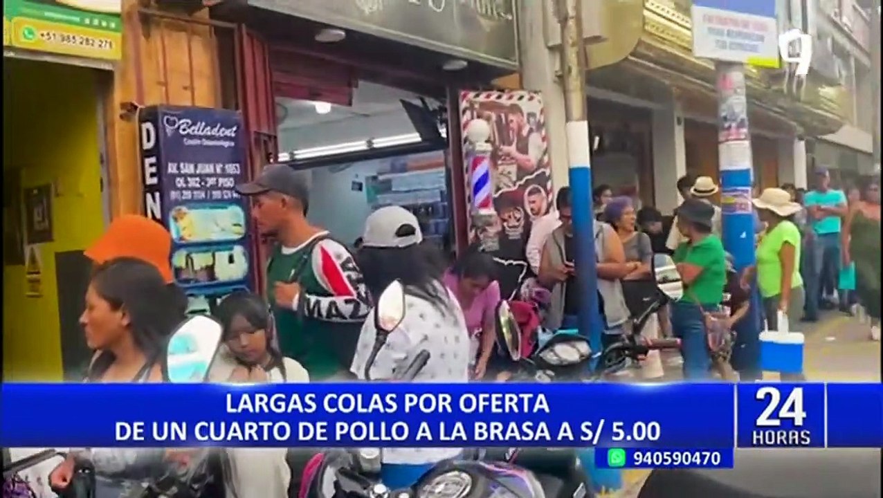Decenas de personas forman largas colas en pollerías para comprar ¼ de pollo a 5 soles