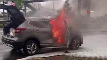 Cip alev topuna döndü, kadın sürücü şans eseri kurtuldu