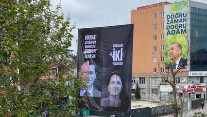Ümraniye'de Kılıçdaroğlu ve Akşener'e yönelik "iftira" pankartları asıldı