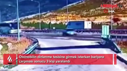 Dinlenme tesisine girmek isterken bariyerlere girdi