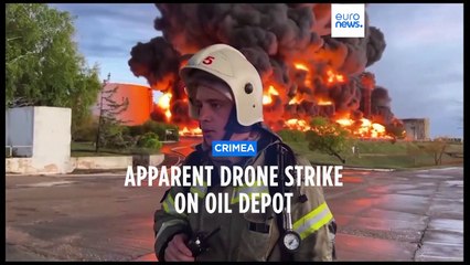 Crimean oil depot still on fire after it was attacked by two drones