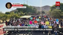 Bloqueos de transportistas en Tierra Caliente cumplen 20 horas