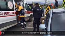 Konya'da iki otomobil çarpıştı: 5 yaralı