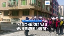 Brève manifestation d'Afghanes contre l'éventuelle reconnaissance internationale des talibans