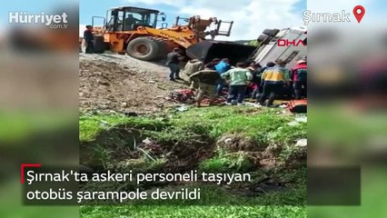 Şırnak'ta askeri personeli taşıyan otobüs devrildi