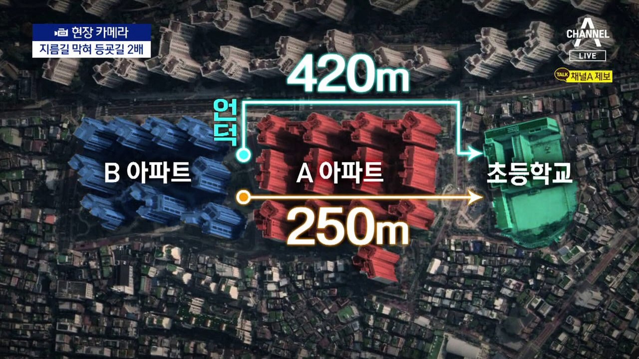[현장 카메라]길 막는 아파트…밀려나는 등굣길