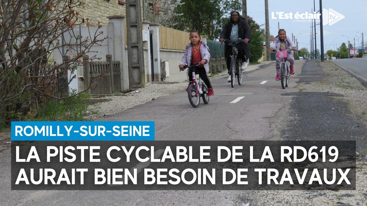 La piste cyclable de la RD619 à Romilly-sur-Seine aurait bien besoin de travaux