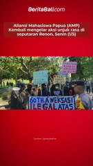 Aliansi Mahasiswa Papua (AMP) Kembali mengelar aksi unjuk rasa di seputaran Renon, Senin (1/5) menuntut Papua Merdeka dari Indonesia. Aksi ini mendapat pengamanan dari pihak kepolisian dibantu pecalang agar tidak terjadi gesekan