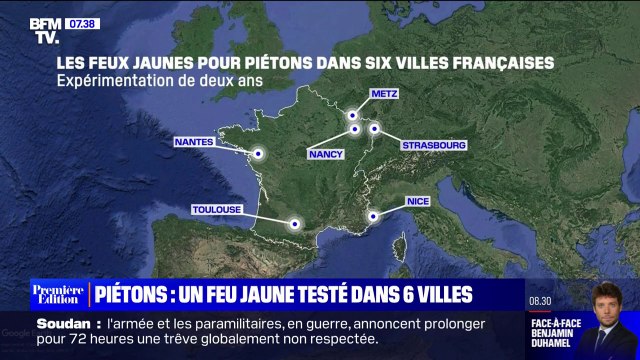 Un feu jaune va être testé sur les passages piétons dans 6 villes