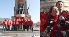 DİSK Taksim Cumhuriyet Anıtı’na çelenk bıraktı