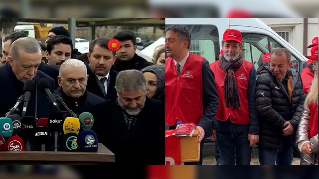 Bolu Belediye Başkanı Tanju Özcan, Erdoğan konuşurken ön tarafa geçmeye çalışan Nureddin Nebati'nin taklidini yaptı.