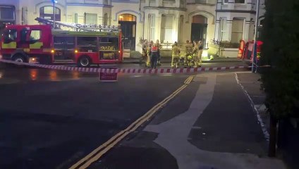 Fire services putting out a fire on Peel Road