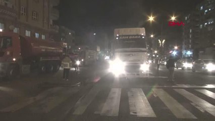 MARDİN-KIZILTEPE'DE AKARYAKIT YÜKLÜ TANKERDE YANGIN