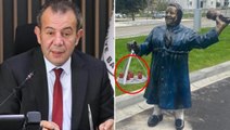 Bolu Belediye Başkanı Tanju Özcan, heykeldeki tepsinin çalındığını iddia edip AK Parti'yi suçladı! Gerçek başka çıktı