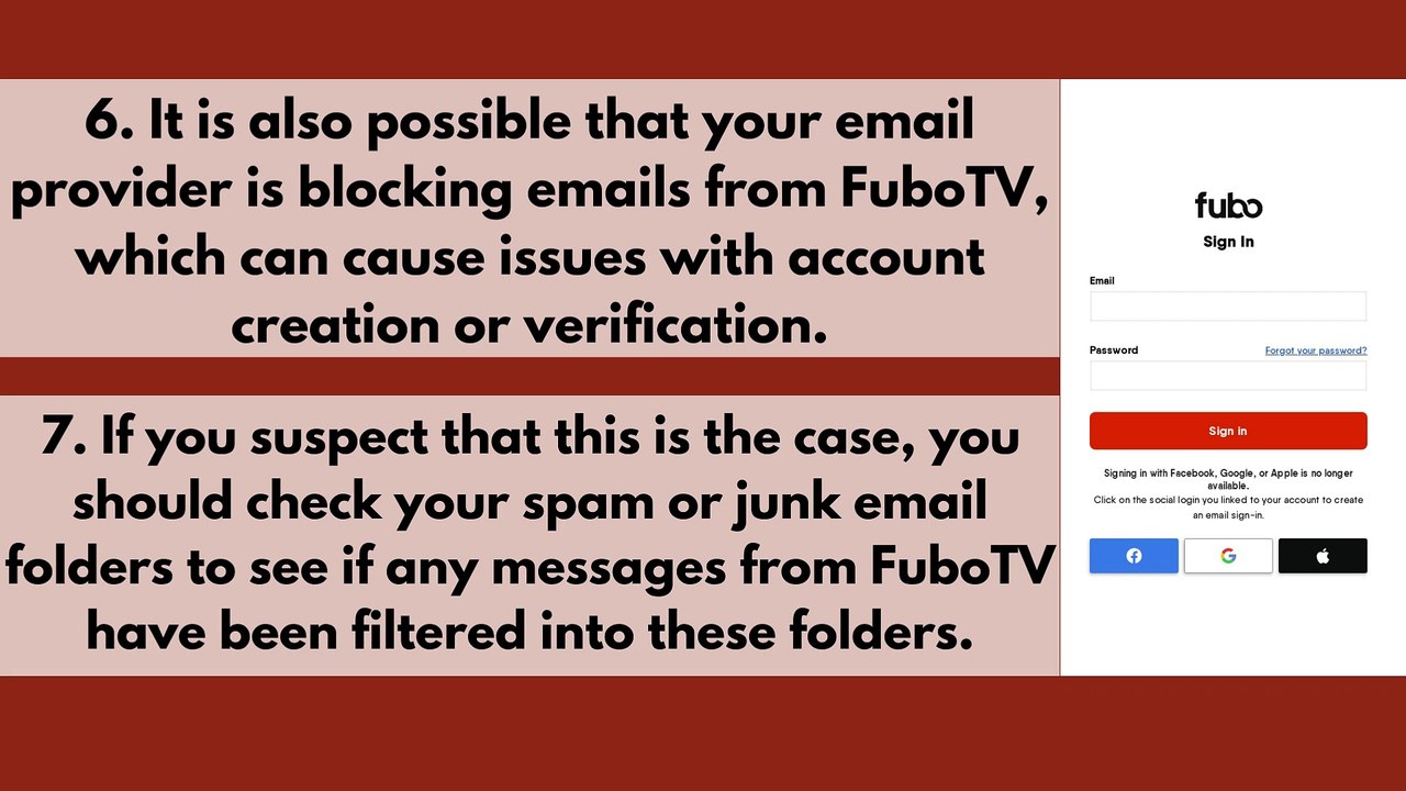 Why is my email not valid on FuboTV?