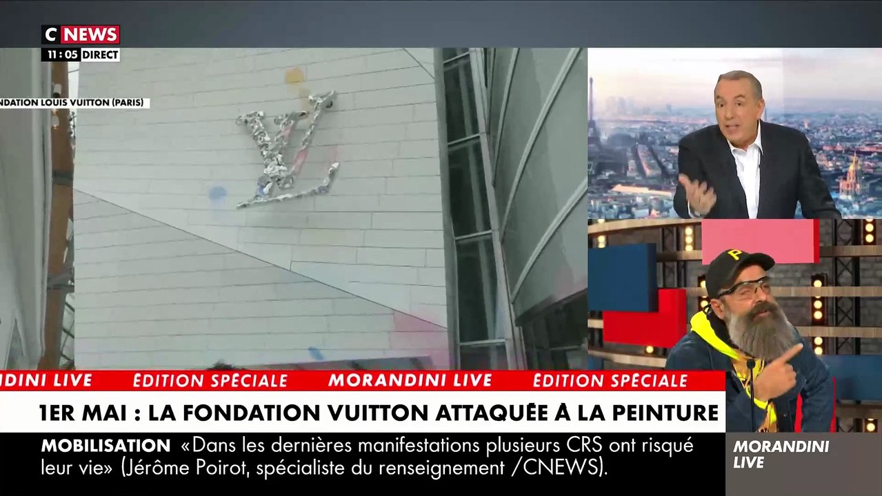 Vif accrochage ce matin entre le gilet jaune Jérôme Rodrigues et Jean-Marc Morandini sur Cnews à propos de l'attaque de la Fondation Vuitton : "Pour soutenir l'attaque d'un musée, vous n'avez aucune valeur !"