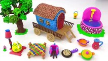 DIY How to make polymer clay miniature house, kitchen set, water well - Village house - dollhouse