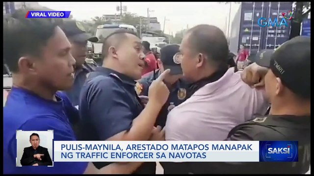 Pulis-Maynila, arestado matapos manapak ng traffic enforcer sa Navotas | Saksi