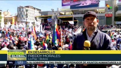 Gran marcha enla ciudad de La Paz por el Día internacional de los trabajadores