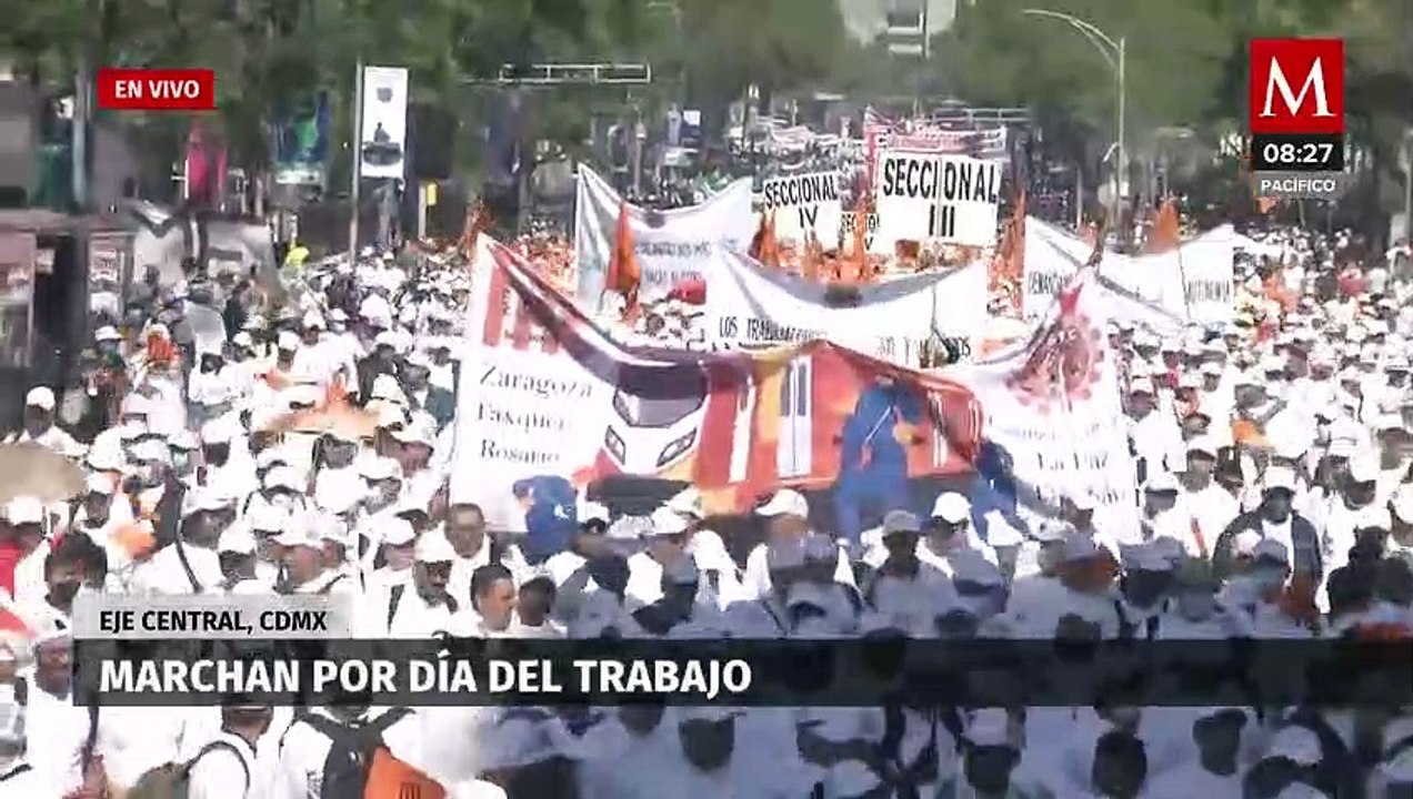Sindicalizados del metro y bomberos se unen a marcha por el Día del Trabajo en CdMx