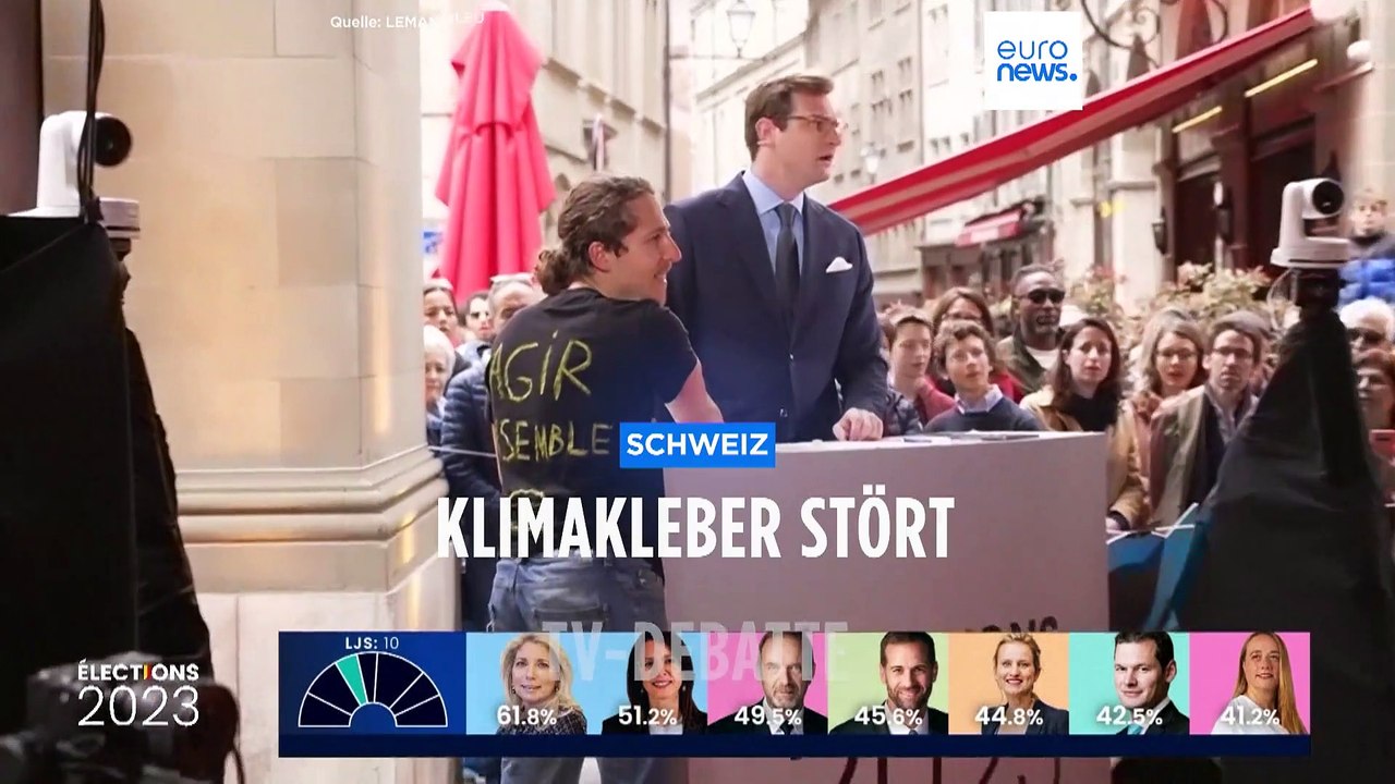 Live im TV: Aktivist klebt am Moderatorenpult und stört Wahldebatte